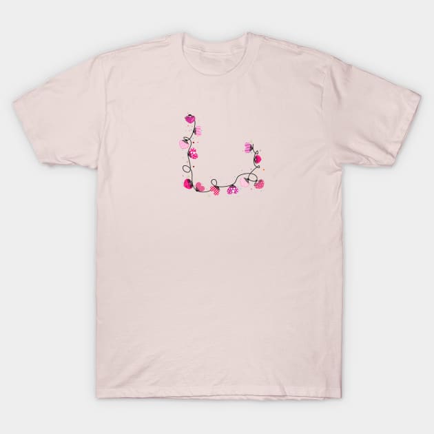 Pink hearts valentine's day doodle hearts T-Shirt by GULSENGUNEL